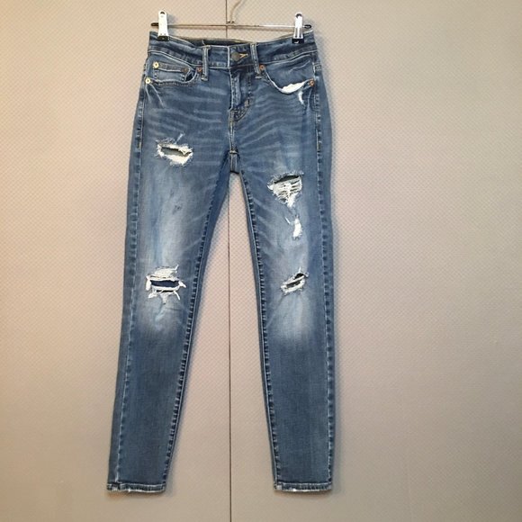 American Eagle Jeans Men's 26x28 Skinny Next Level Flex Distressed Skinny Denim - Picture 2 of 11